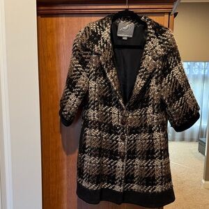 Elegant Women's Coat in Black and Brown and Cream